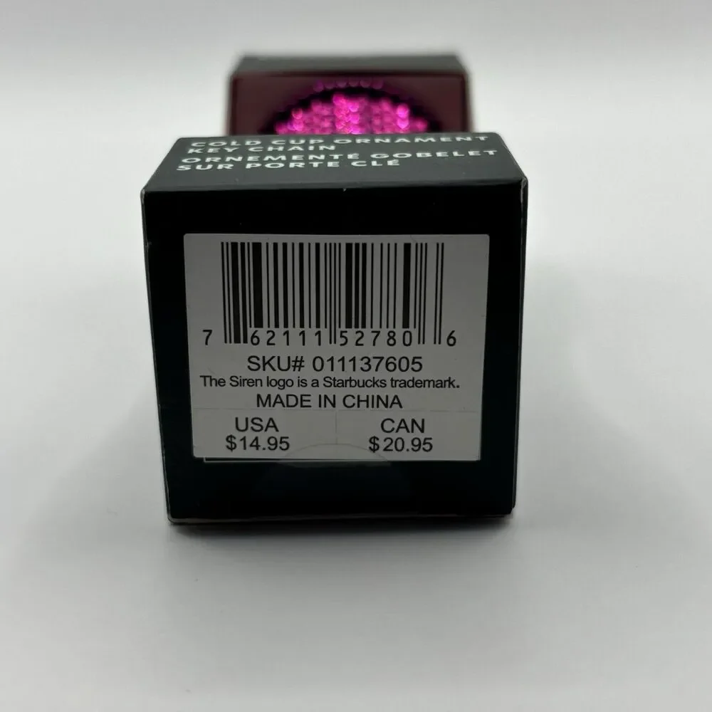 Starbucks 2022 Mini Christmas Studded Tumbler Ornaments Key Chain PINK - Picture 5 of 5